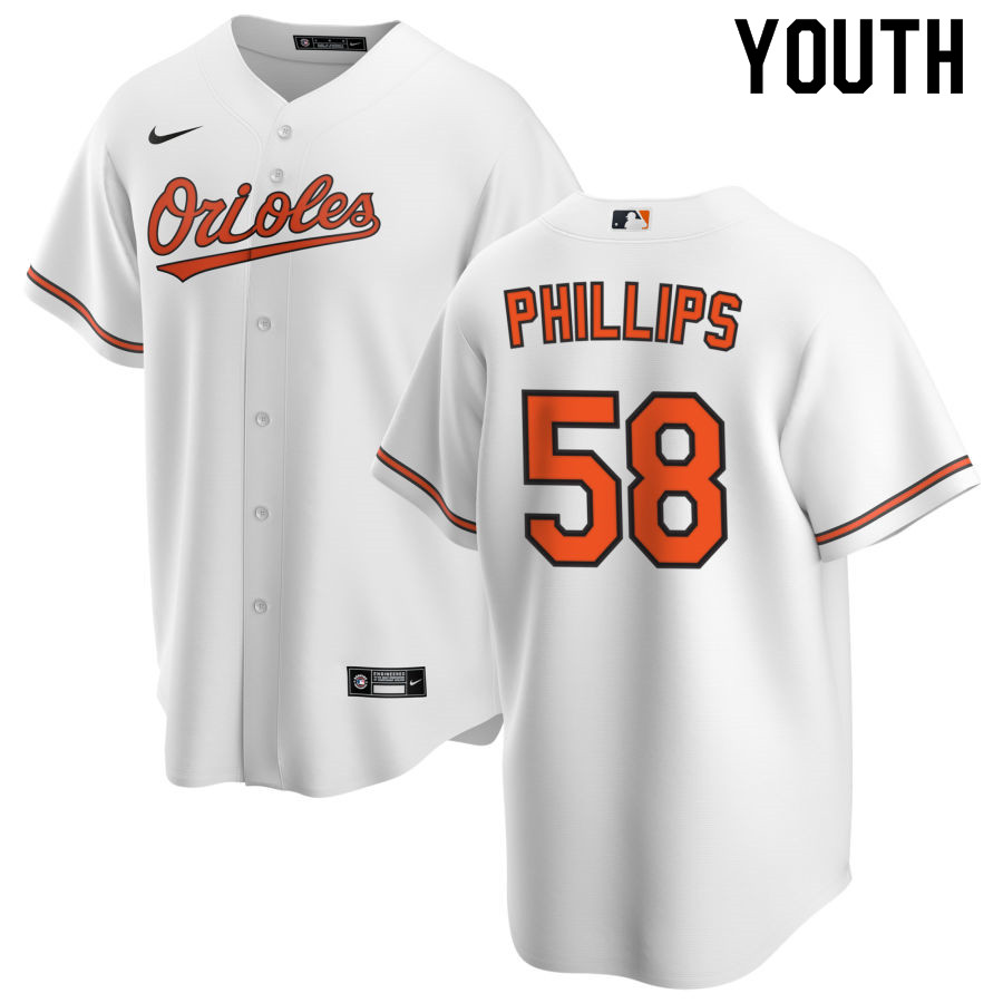 Nike Youth #58 Evan Phillips Baltimore Orioles Baseball Jerseys Sale-White